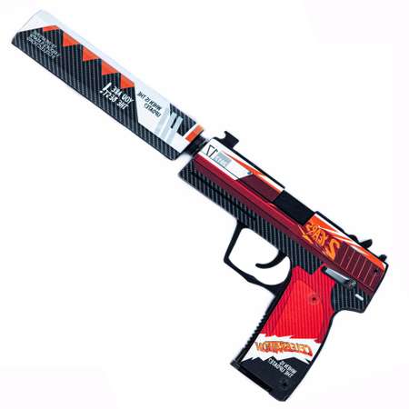 Деревянный пистолет USP-S PalisWood резинкострел 2 года красный