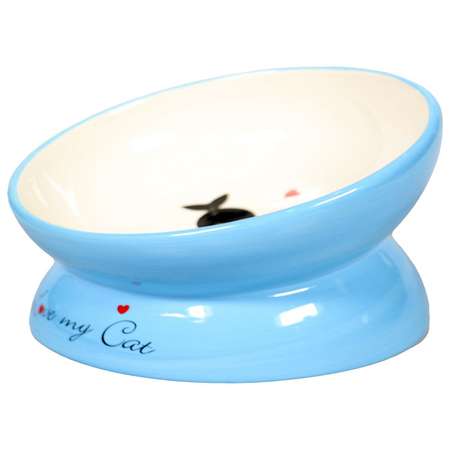 Миска для кошек Mr.Kranch керамическая на подставке 120мл Голубая