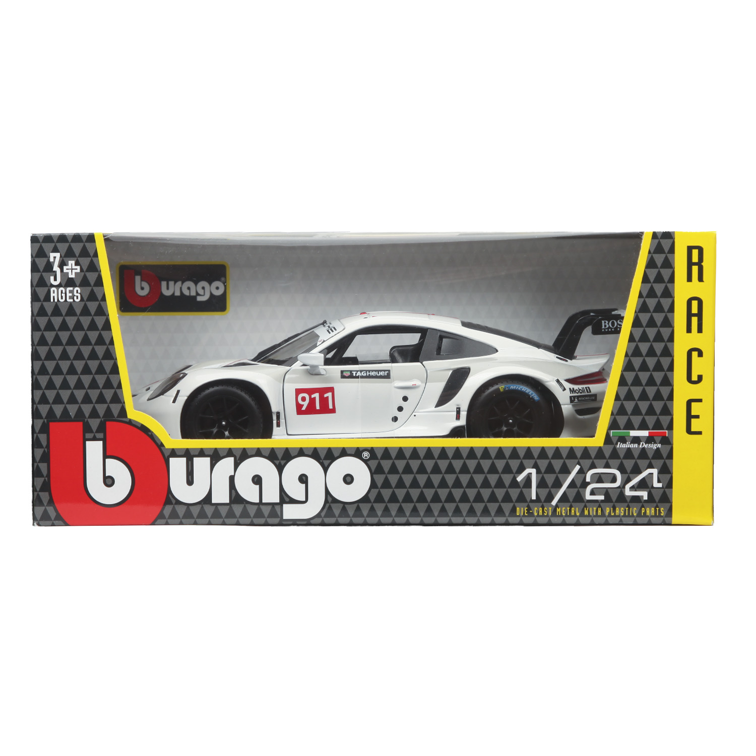 Машина BBurago 1:24 Porsche 911 RSR GT Белая 18-28013 купить по цене 1809 ₽  в интернет-магазине Детский мир