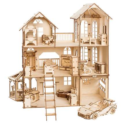 Сборная модель Чудо-Дерево Дом с беседкой мебелью и машинкой