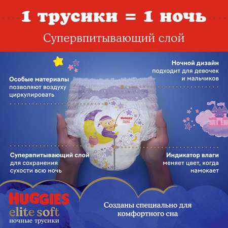 Подгузники-трусики Huggies Elite Soft ночные 4 9-14кг 19шт