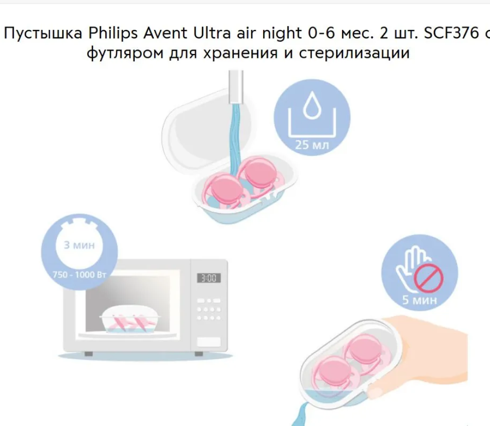 Пустышка Philips Avent ultra air SCF244/21 с футляром для хранения и стерилизации 2 шт. - фото 10