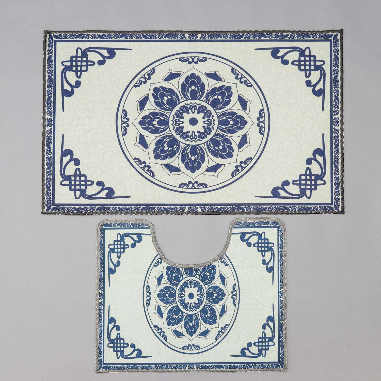 Набор ковриков Доляна для ванной и туалета «Адиса» 2 шт: 50×78 см 40×50 см цвет синий - фото 1