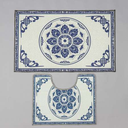 Набор ковриков Доляна для ванной и туалета «Адиса» 2 шт: 50×78 см 40×50 см цвет синий