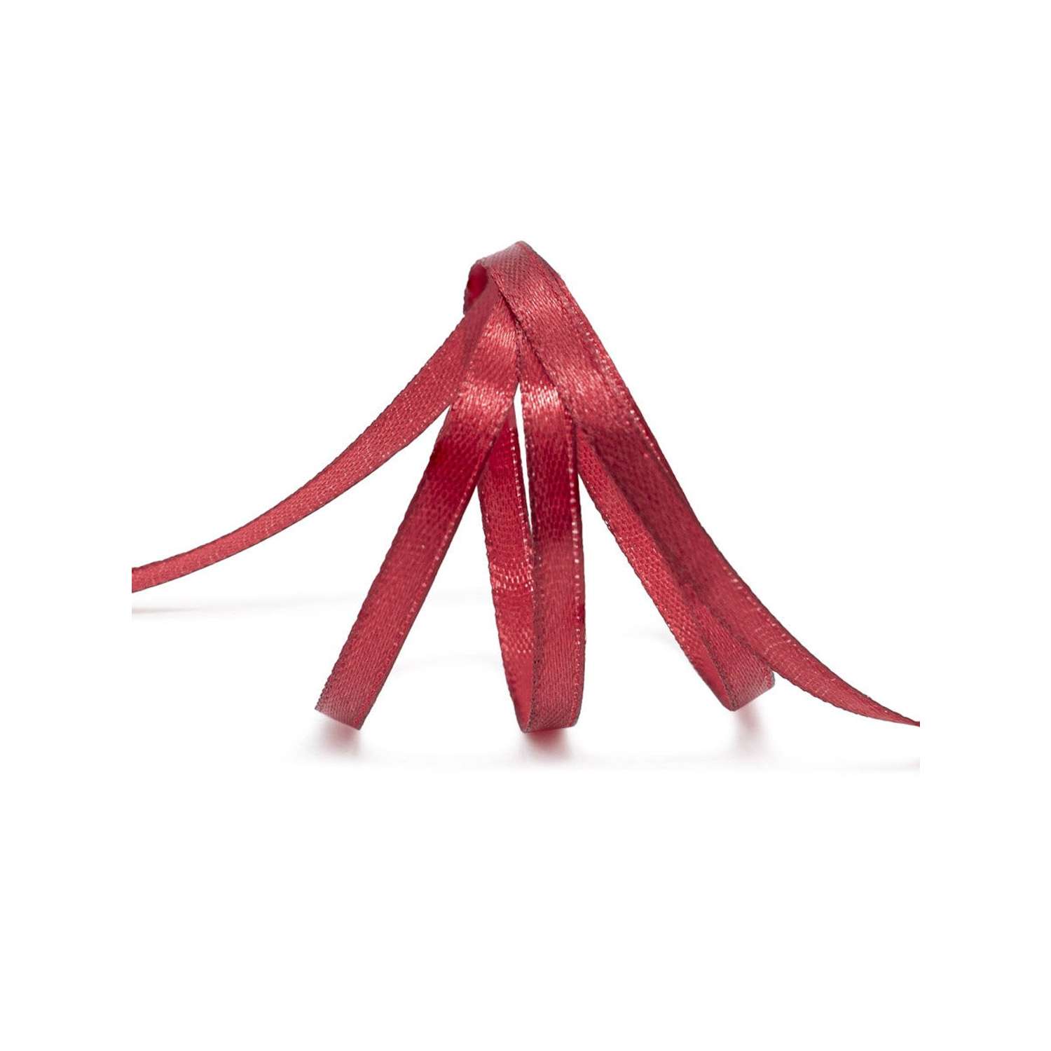 Лента Айрис атласная упаковочная флористическая 0.6 см 22.86 м 028 темно - красный - фото 2