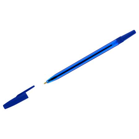 Ручка шариковая СТАММ 049 синяя 0.7 мм тонированный корпус