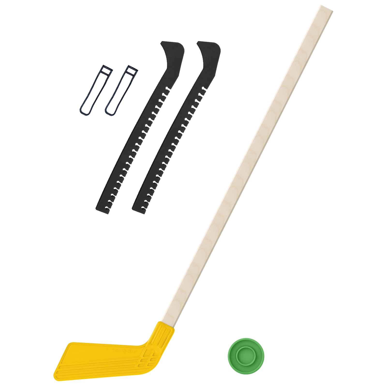 Набор для хоккея Задира Клюшка хоккейная детская жёлтая 80 см + шайба + Чехлы для коньков черные - фото 1