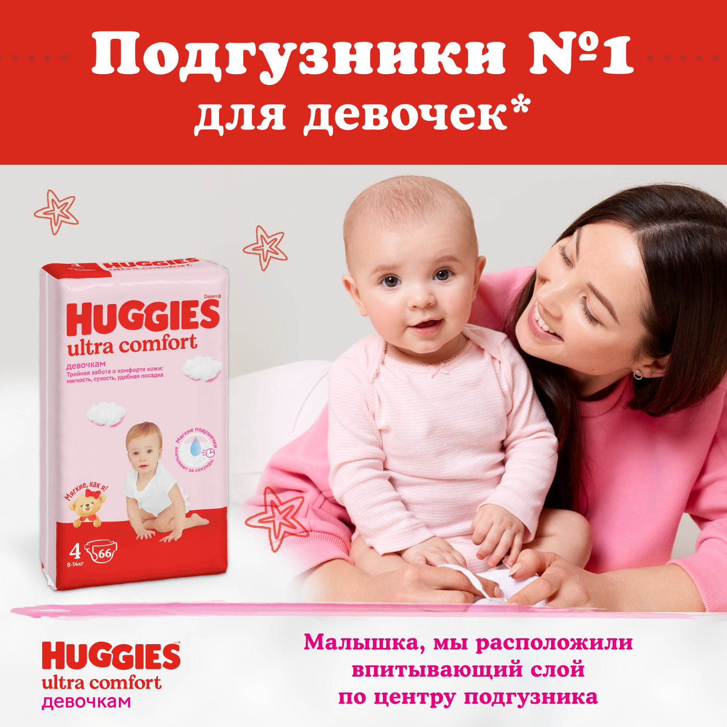 Подгузники для девочек Huggies Ultra Comfort 4 8-14кг 80шт - фото 11