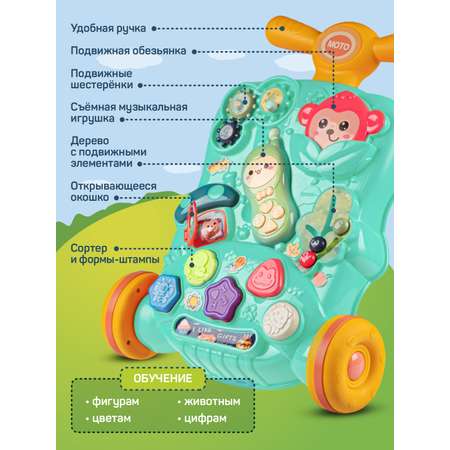 Ходунки каталка Smart Baby Музыкальный бизиборд 3 в 1