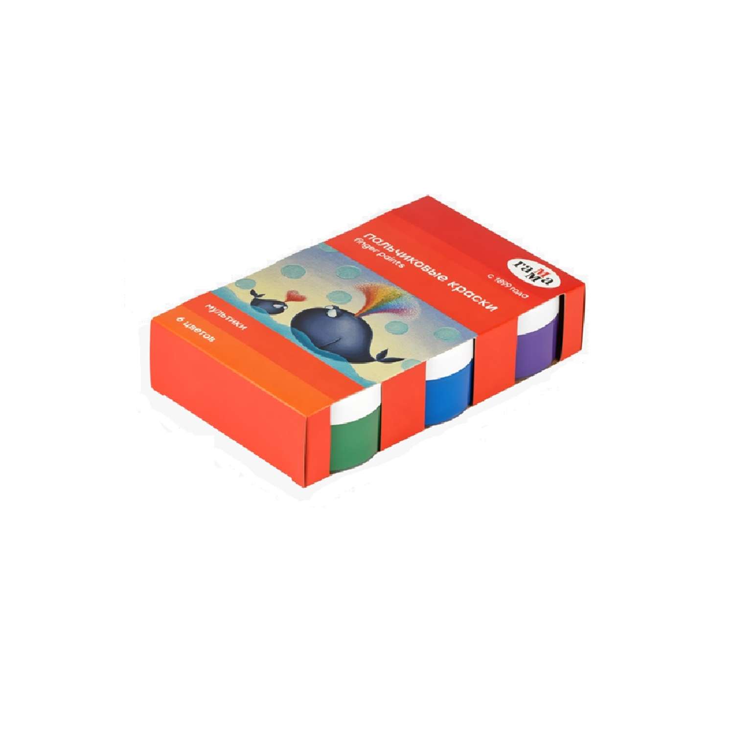 Краски пальчиковые Гамма Мультики классические 6 цветов 50 мл картон упаковка - фото 1