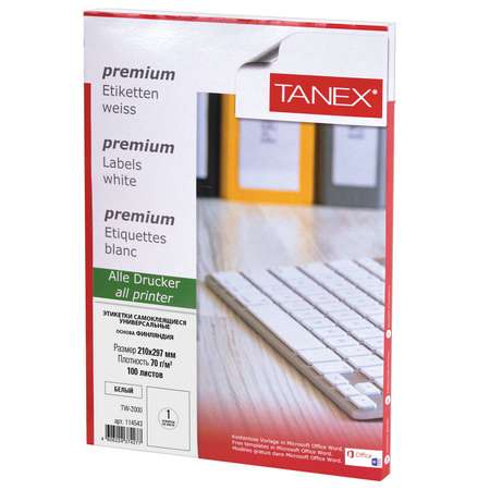 Этикетки TANEX самоклеящиеся 100 листов