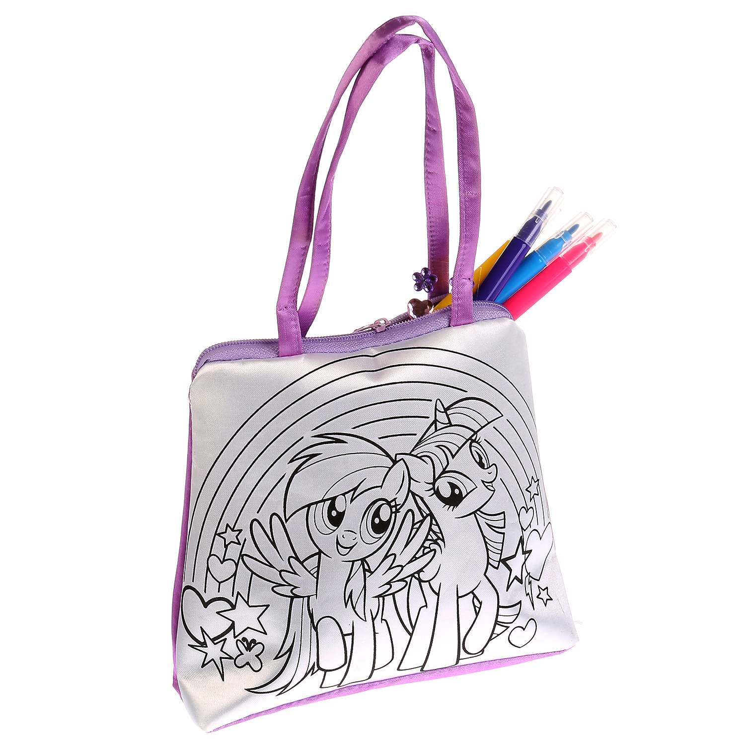 Набор для творчества Multiart My Little Pony Сумочка для росписи с фломастерами и стразами 253356 - фото 3