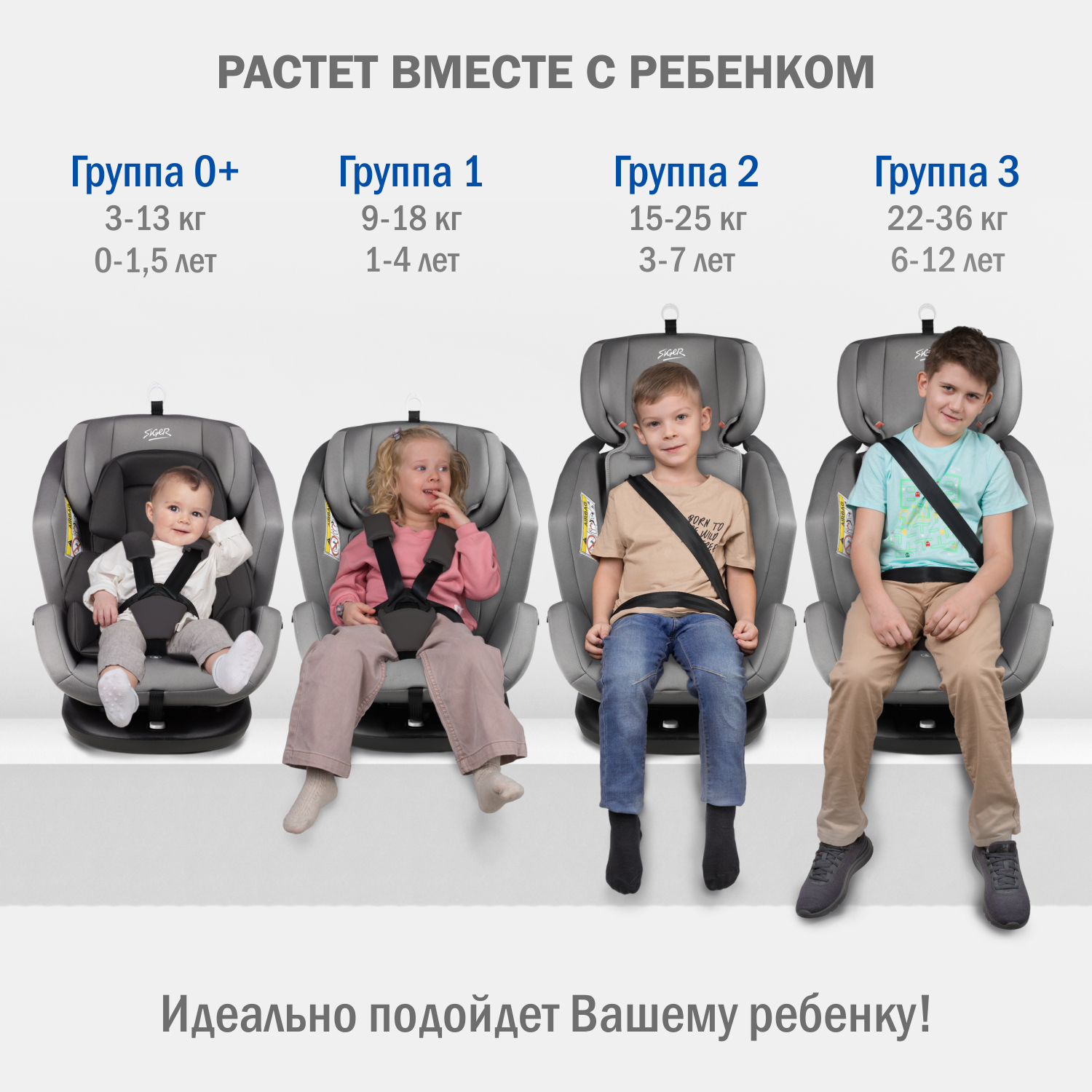 Детское автокресло SIGER Siger Ультра ISOFIX гр.0+/ I/II/III темно-серый - фото 13