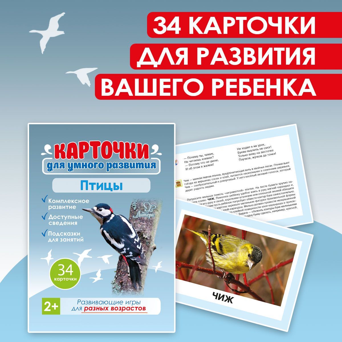 Карточки для умного развития ИД Литера Птицы. 2+ купить по цене 350 ₽ в  интернет-магазине Детский мир