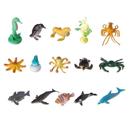 Набор животных BONDIBON Обитатели океан 15 штук 2.5 дюйма серия Ребятам о Зверятах