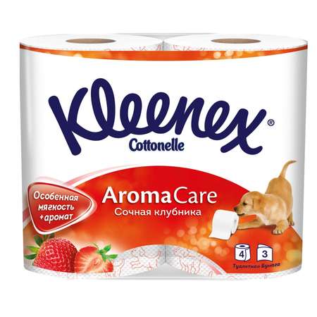 Туалетная бумага Kleenex Сочная клубника 3 слоя 4 рулона