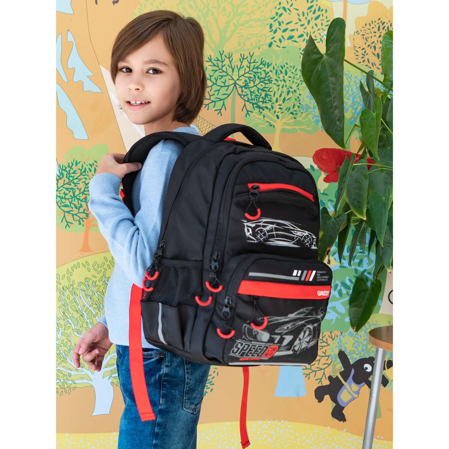 Рюкзак школьный Grizzly Черный-Красный RB-254-1/2 - фото 6