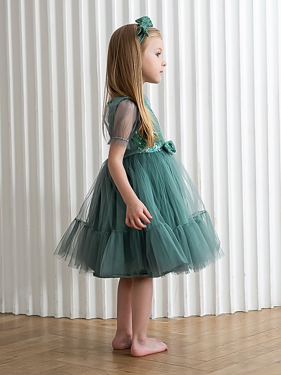 Платье Trendyco kids ТК616/пыльный-изумруд-Oil-blue - фото 3