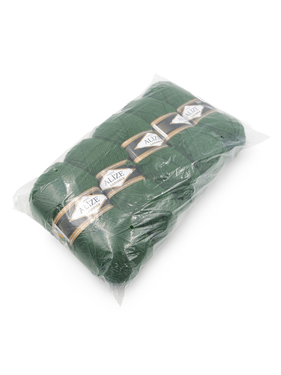 Пряжа Alize полушерстяная мягкая тонкая теплая Lanagold 100 гр 240 м 5 мотков 118 темно-зеленый - фото 8