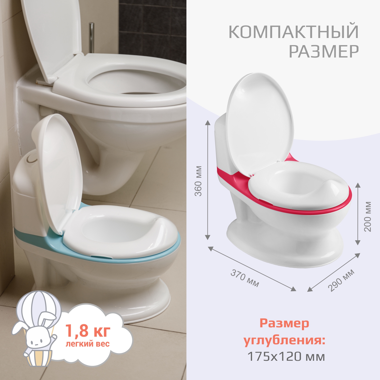 Горшок унитаз детский KidWick музыкальный Hippo красный купить по цене 3239  ₽ в интернет-магазине Детский мир