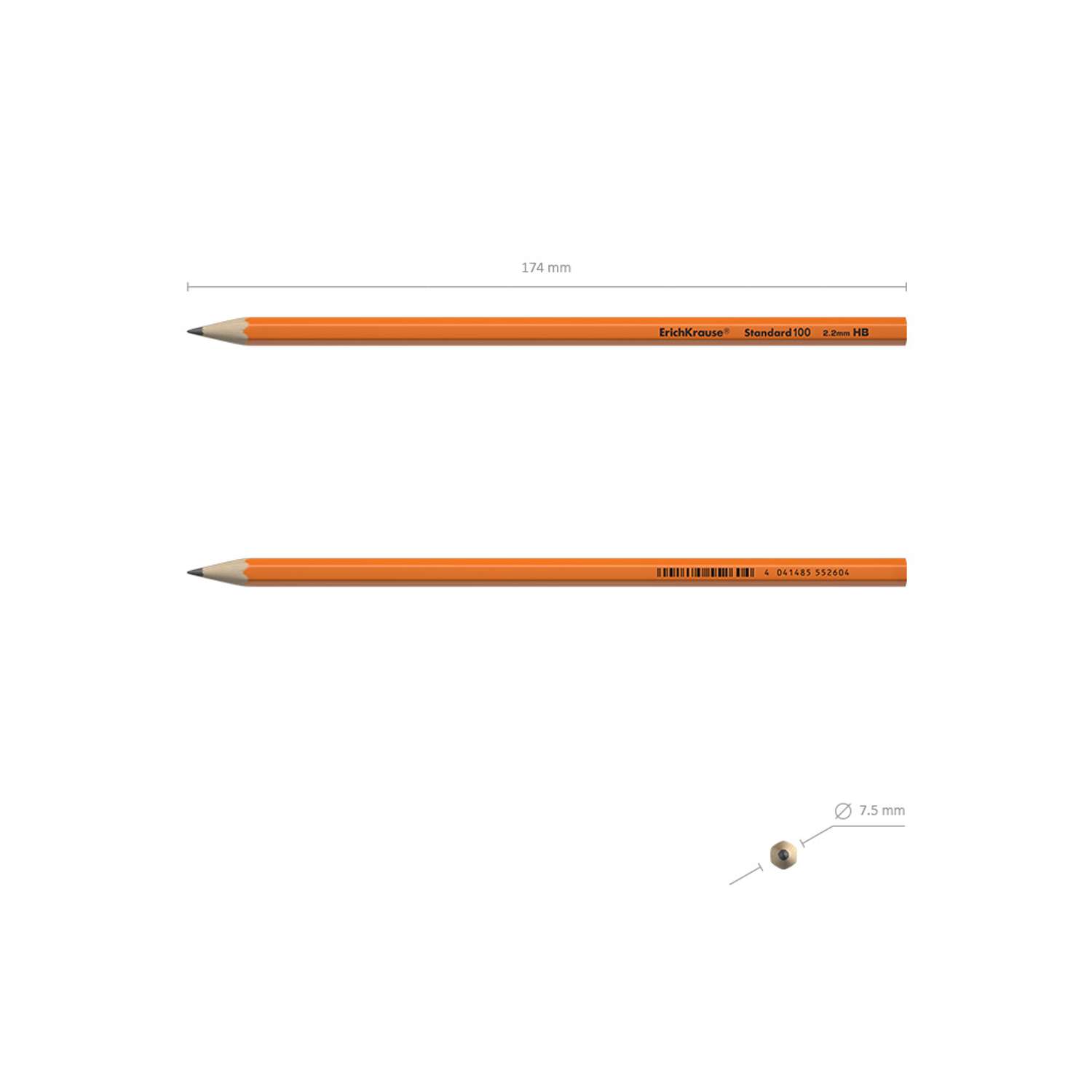 Чернографитный карандаш ErichKrause пластиковый шестигранный Standard 100 Orange HB 12 шт - фото 4