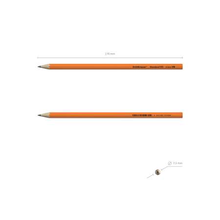 Чернографитный карандаш ERICH KRAUSE пластиковый шестигранный Standard 100 Orange HB 12 шт