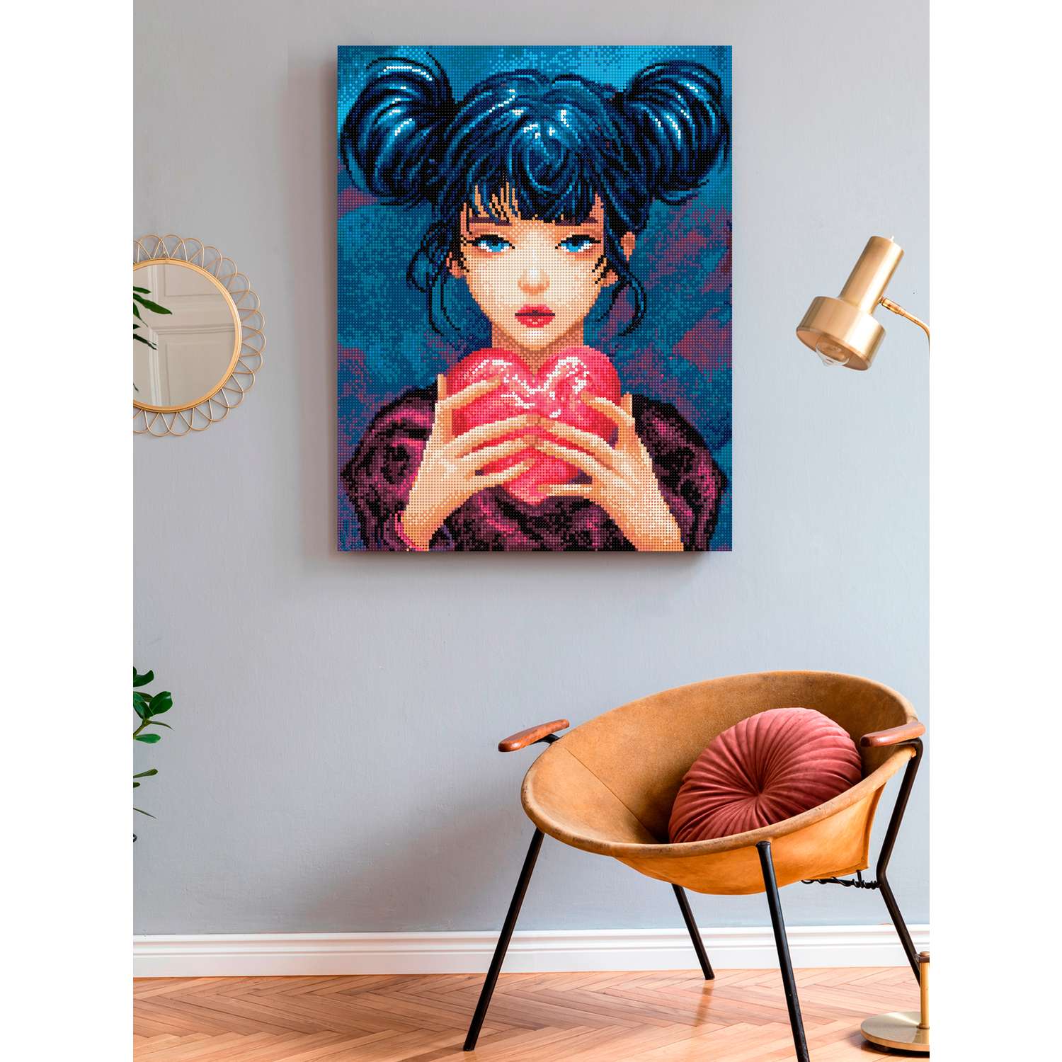 Алмазная мозаика Art on Canvas холст на деревянном подрамнике 40х50 см Девочка с сердцем - фото 3