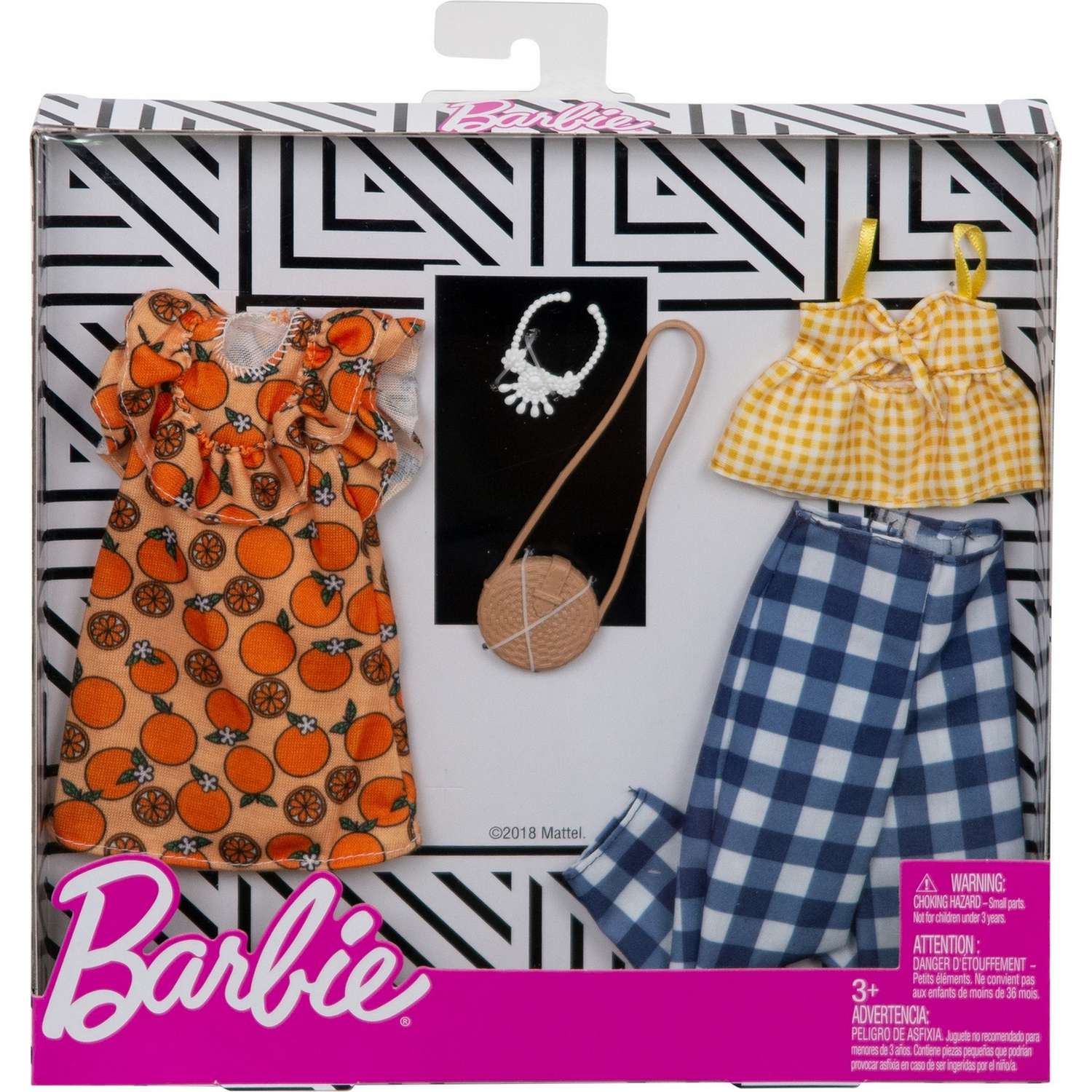 Одежда Barbie Универсальный наряд 2 комплекта Клетка и фруктовый принт FXJ61 FKT27 - фото 2