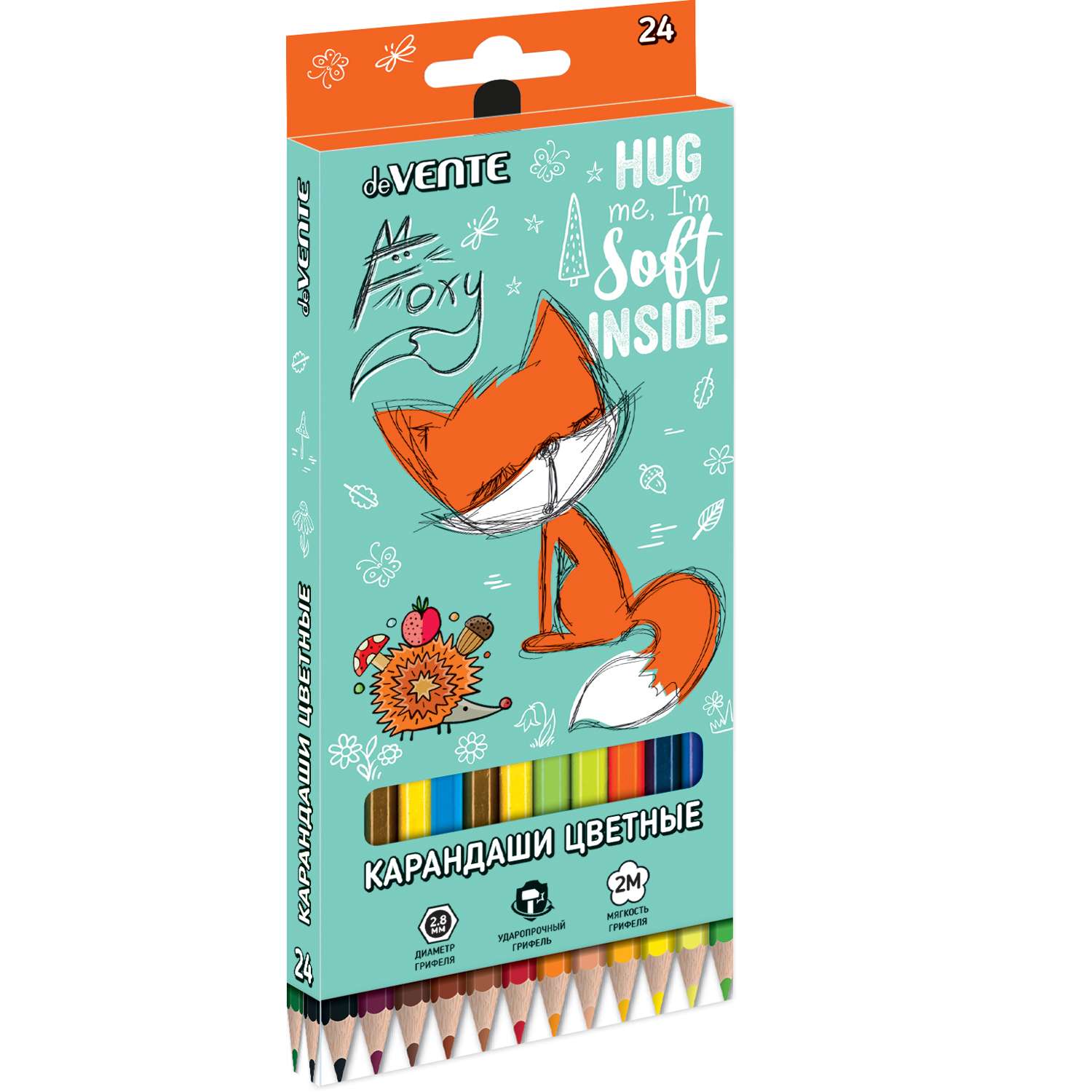 Набор цветных карандашей deVENTE Foxy 24 цвета в картонной коробке - фото 1