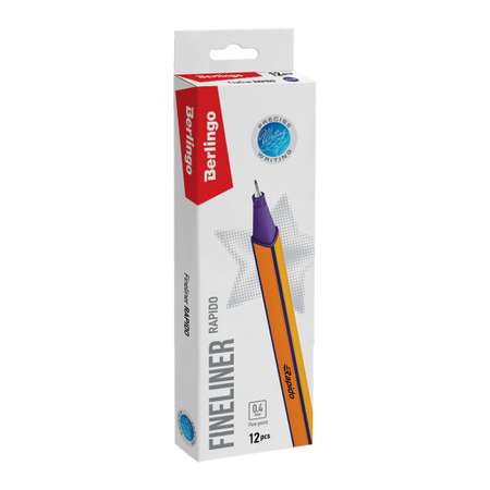 Ручка капиллярная Berlingo Rapido фиолетовая 04мм трехгранная набор 12 шт