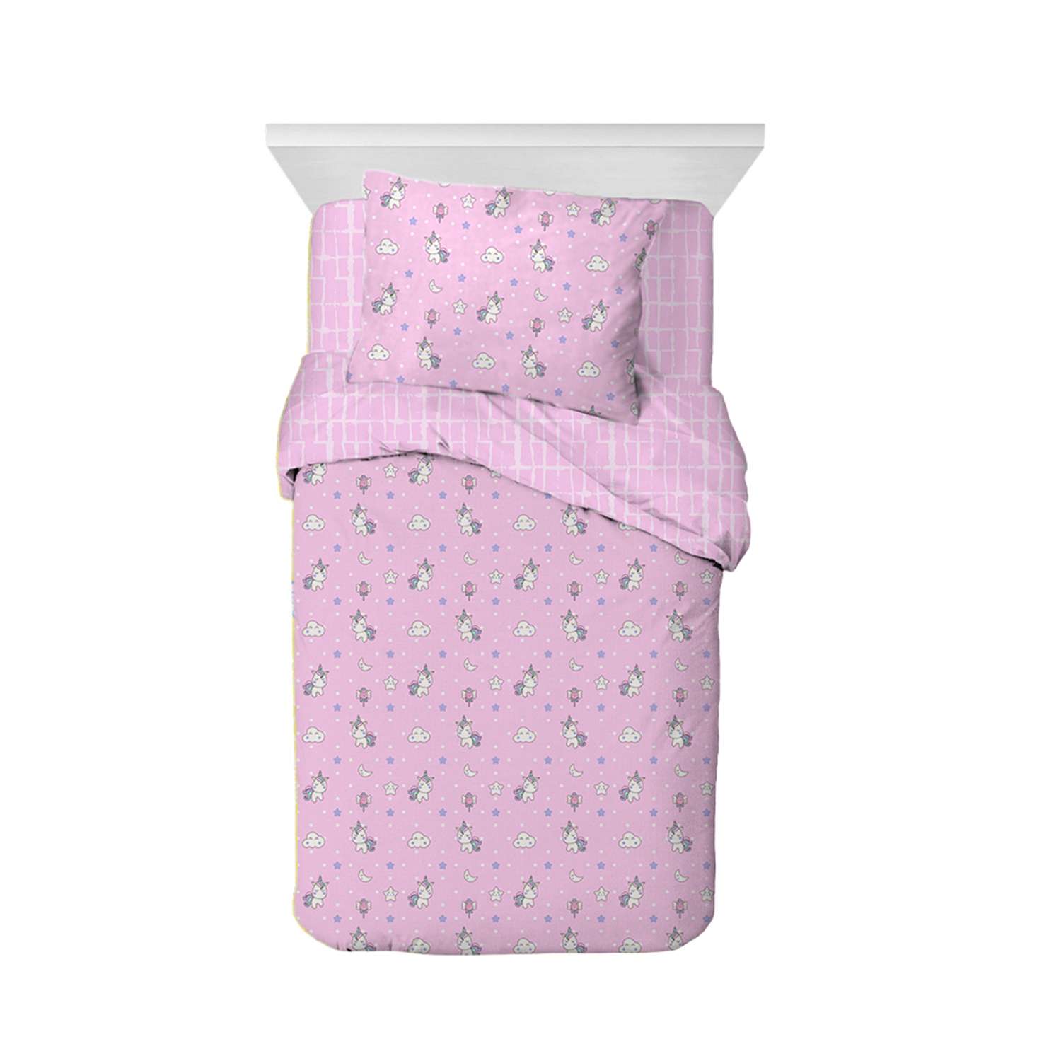 Комплект постельного белья Galtex Единорожки розовый на резинке - фото 1