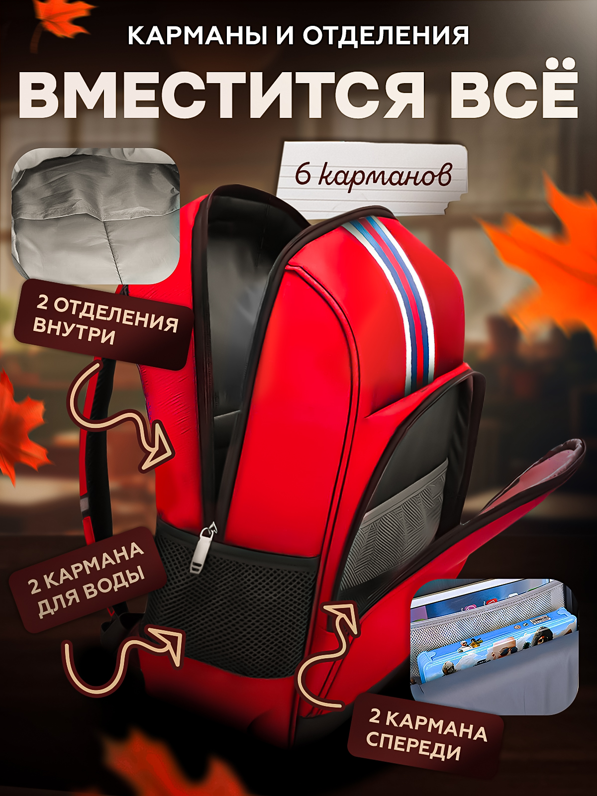 Детский школьный рюкзак SHARKTOYS анатомическая спинка два отделения - фото 4