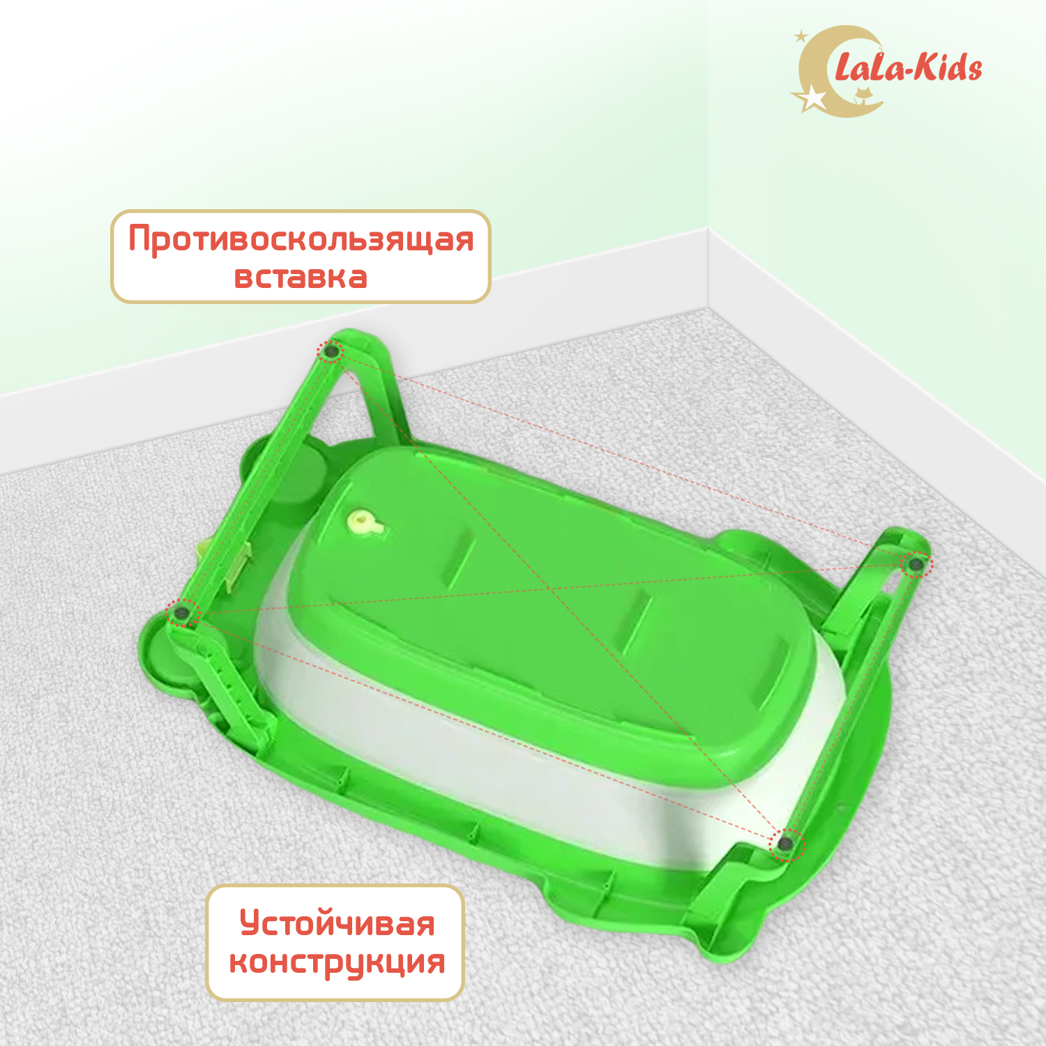 Детская ванночка LaLa-Kids складная с матрасиком для купания новорожденных - фото 6