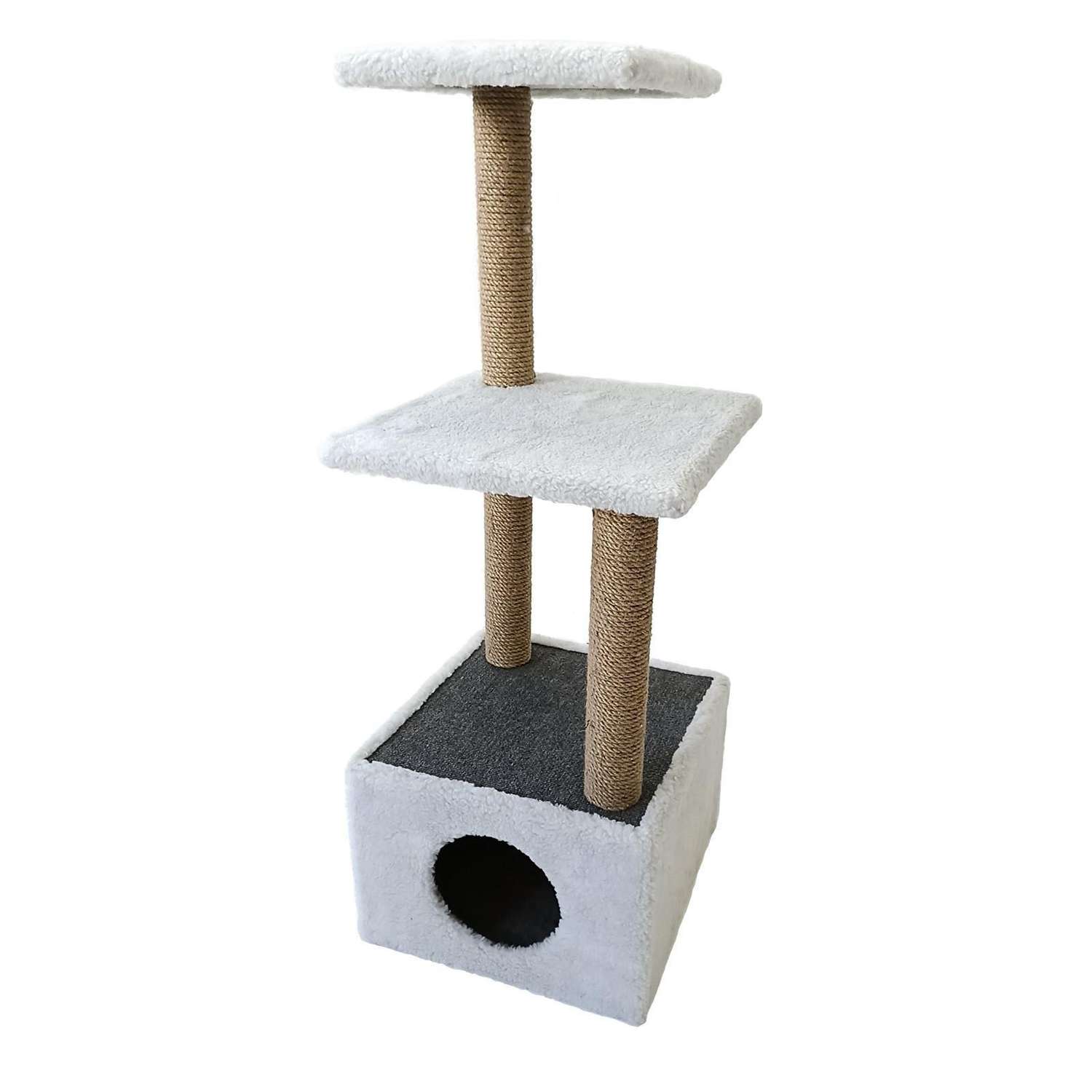 Домик для кошек Sima-Land с двумя полками светло-серый - фото 1