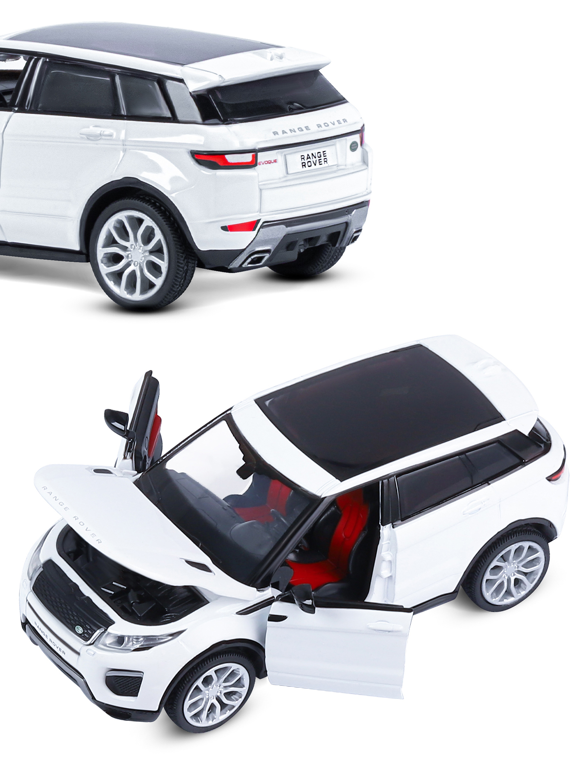Машинка металлическая АВТОпанорама игрушка детская Range Rover Evoque 1:32 белый JB1251329 - фото 8