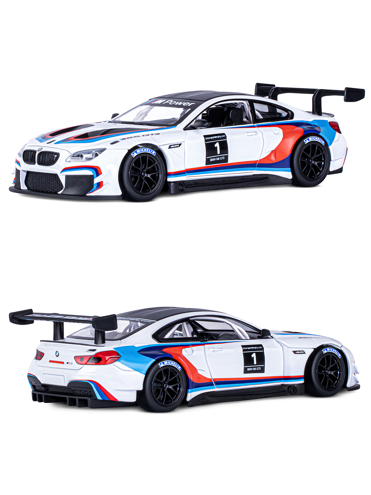 Машинка металлическая АВТОпанорама BMW M6 GT3 1:24 белый купить по цене  3384 ₽ в интернет-магазине Детский мир