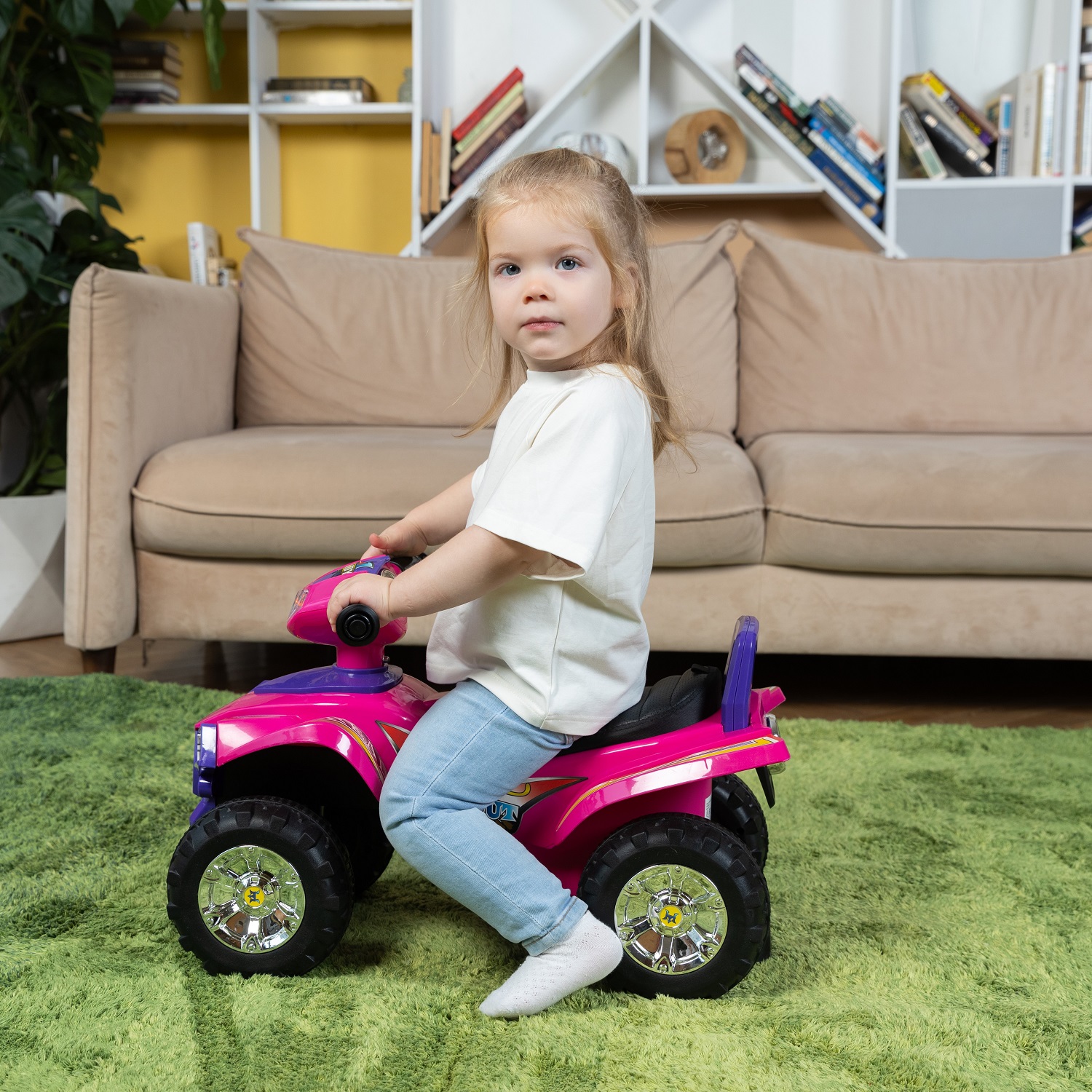 Каталка BabyCare Super ATV кожаное сиденье розовый фиолетовый - фото 10