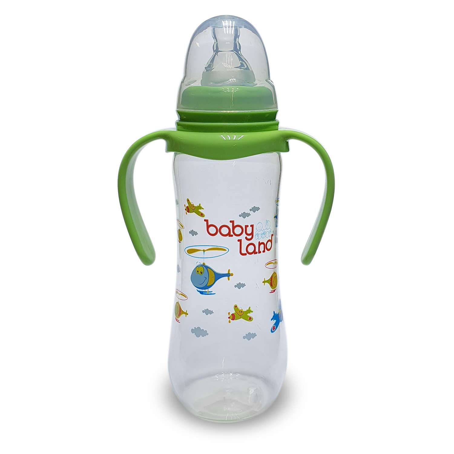 Бутылочка для кормления Baby Land 240мл с силиконовой соской Air System зеленый - фото 1