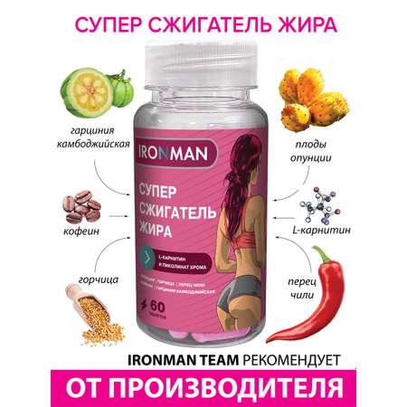 Жиросжигатель IronMan для женщин для похудения 60 таблеток