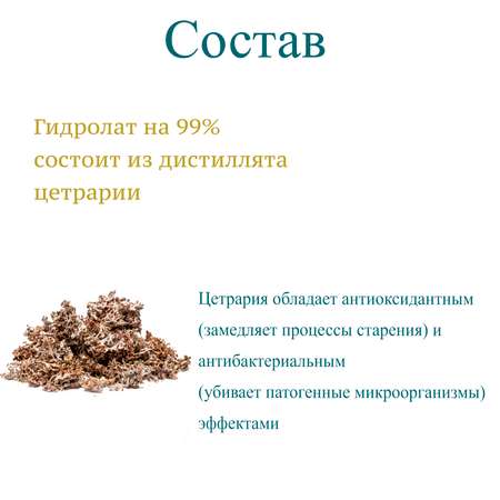 Гидролат цетрарии Cetraria антибактериальный и омолаживающий тоник (100 мл)