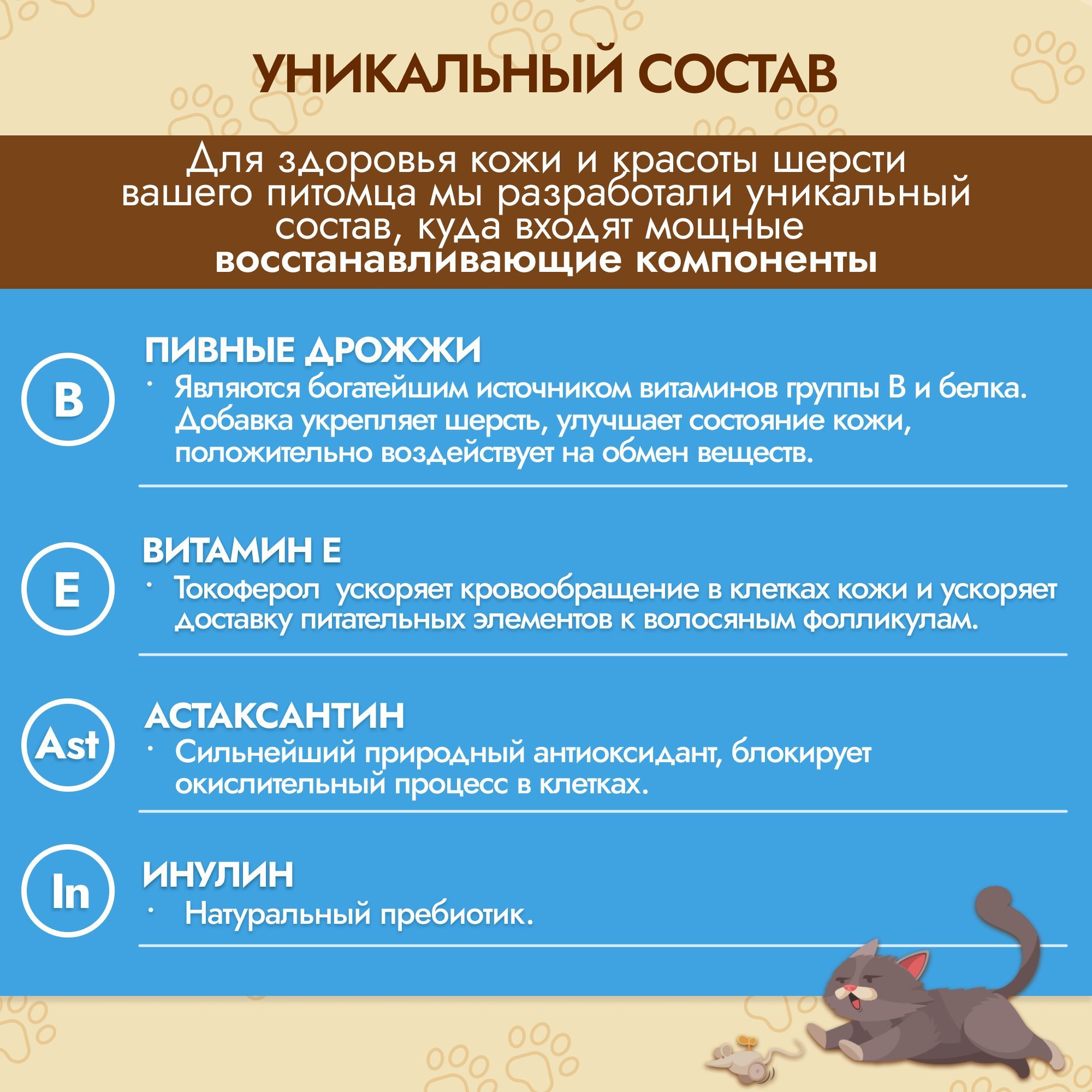 Витамины для кошек для шерсти PETS ENERGY 90 таблеток Пивные дрожжи для стерилизованных - фото 3