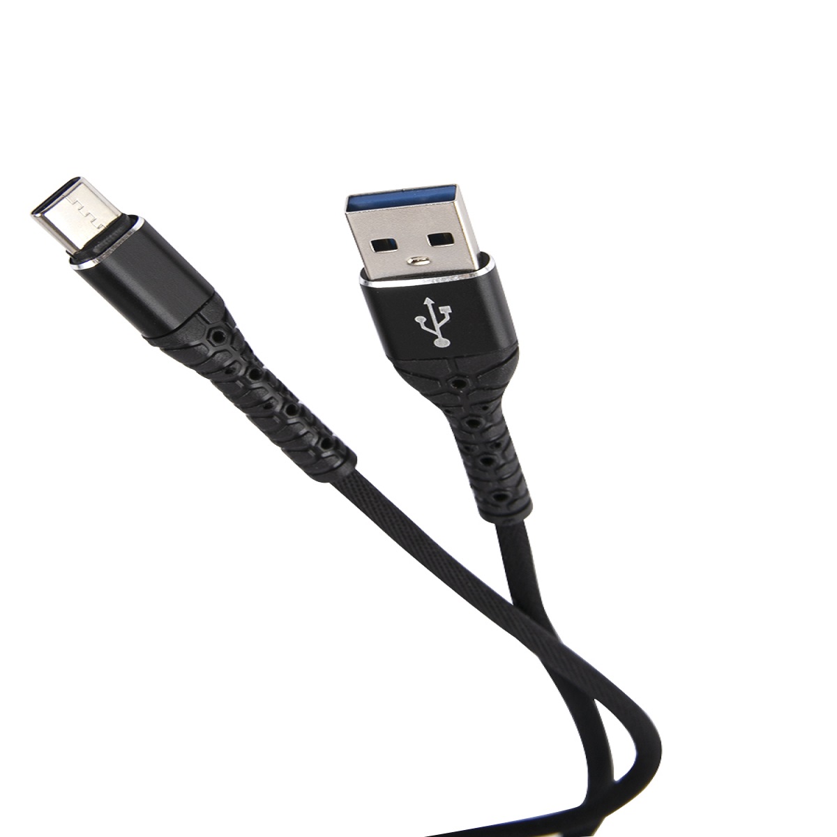 Дата-кабель mObility USB – Type-C 3А тканевая оплетка черный - фото 2