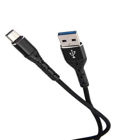 Дата-кабель mObility USB – Type-C 3А тканевая оплетка черный