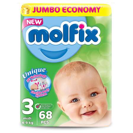 Подгузники Molfix Comfortfix Миди 3 4-9кг 68шт