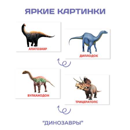 Карточки Проф-Пресс развивающие 3 упаковки по 19 шт 12х18 см. Буквы и цифры+динозавры+одежда и обувь