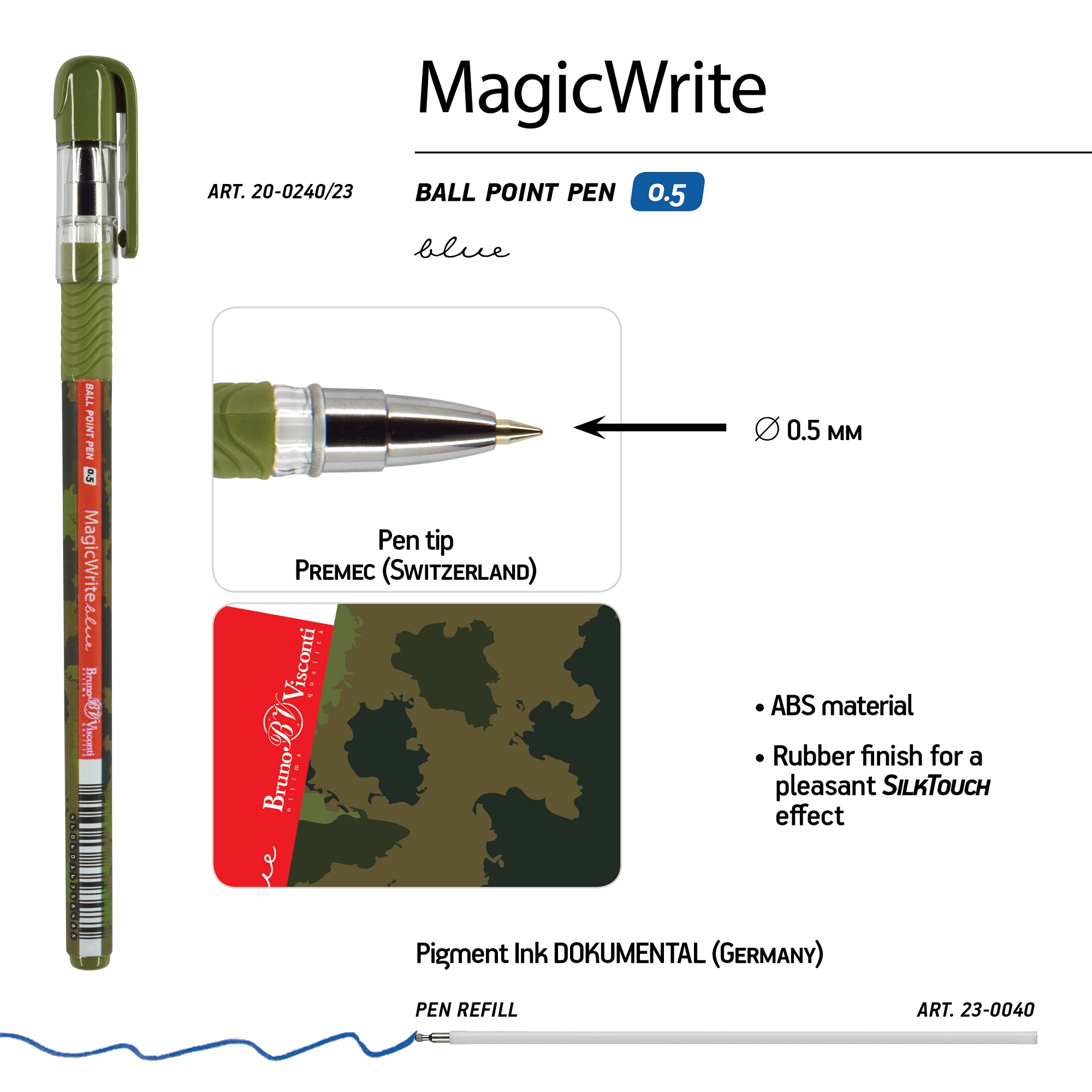 Набор шариковых ручек Bruno Visconti MagicWrite Милитари синие 24 шт - фото 6