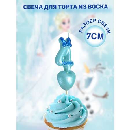 Свеча для торта голубое сердце L.Y. цифра 4