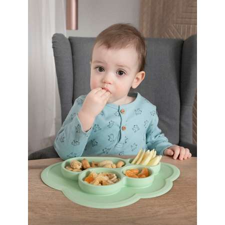 Тарелка  Baby Nice секционная для детей силикон салатовый