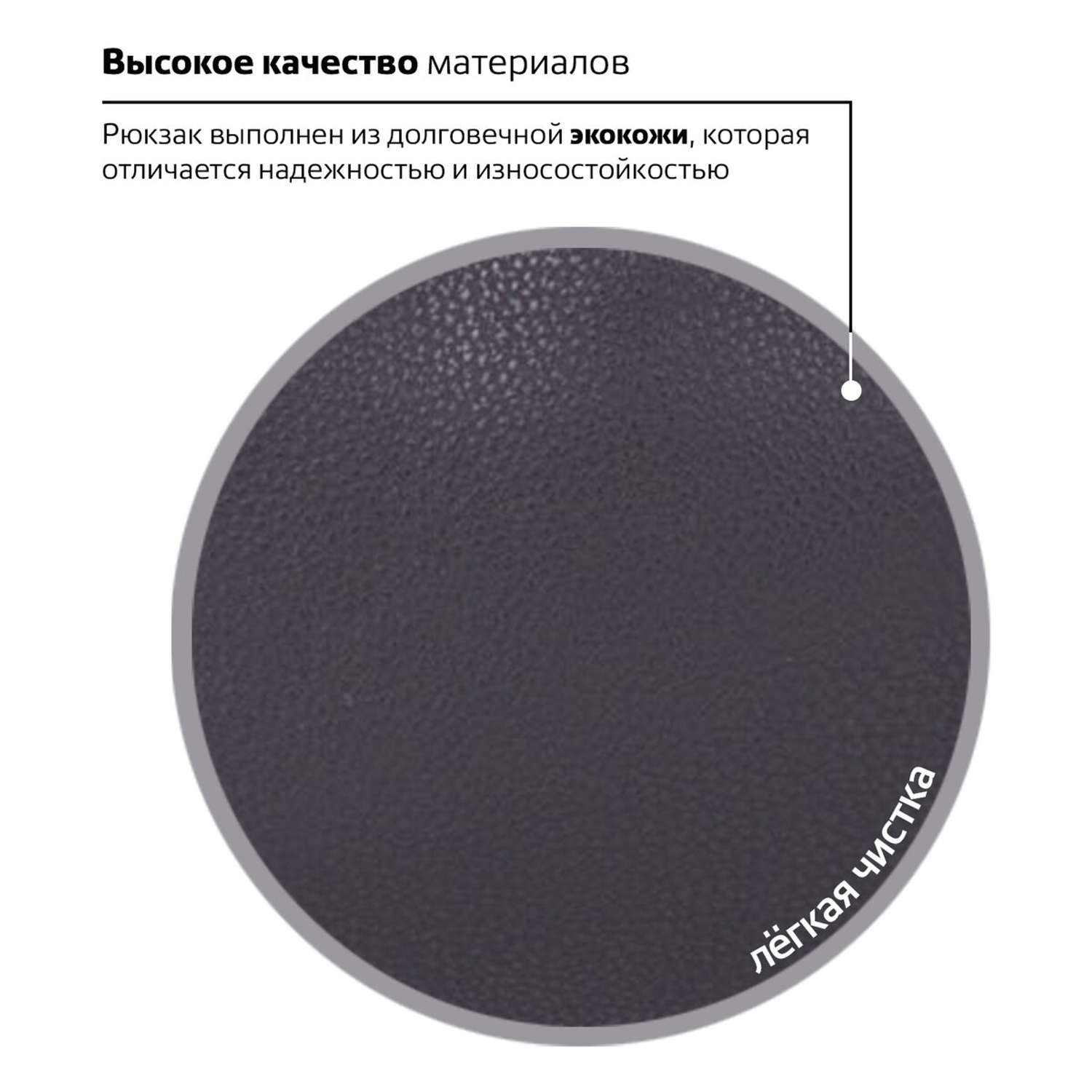 Рюкзак Brauberg Универсальный сити-формат черный кожзам Селебрити - фото 6