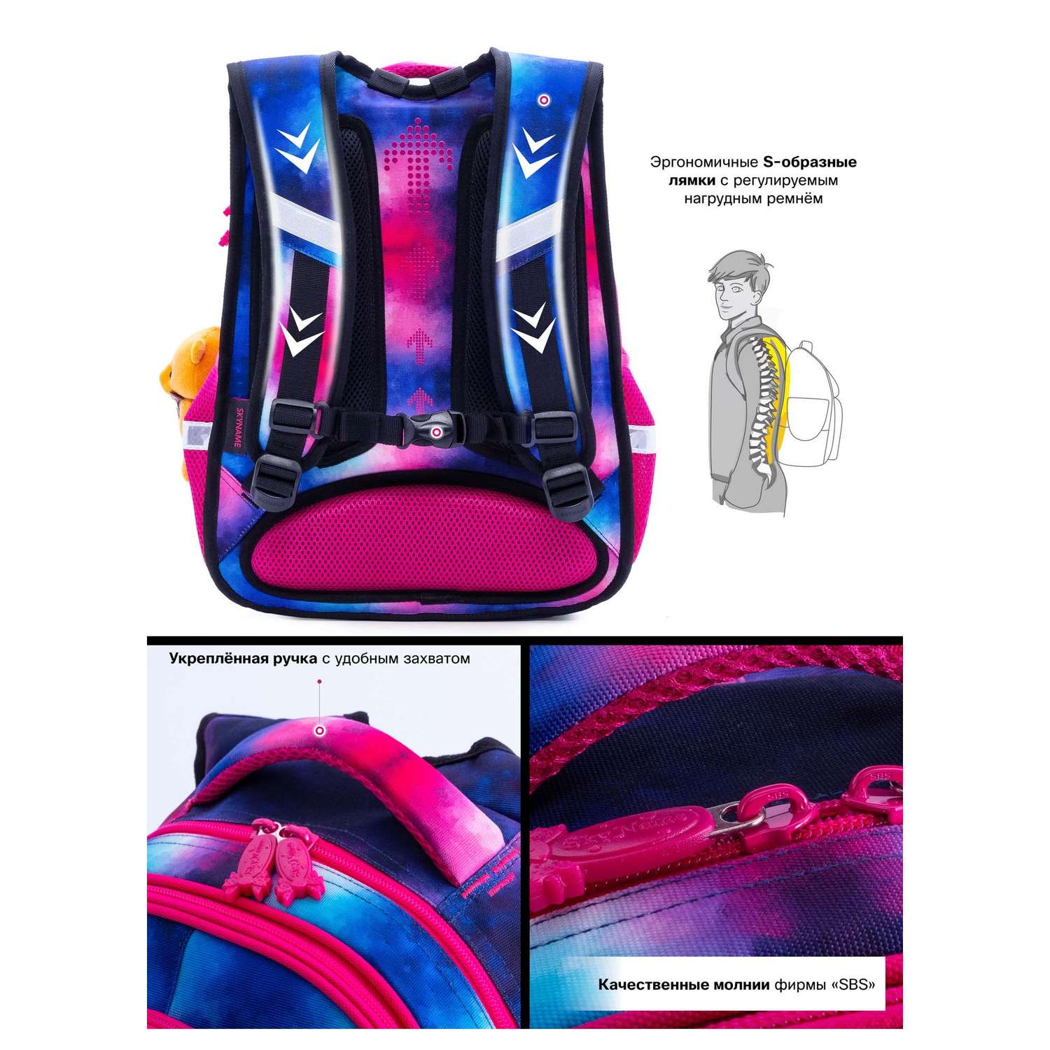 Рюкзак школьный SkyName анатомическая спинка - фото 8